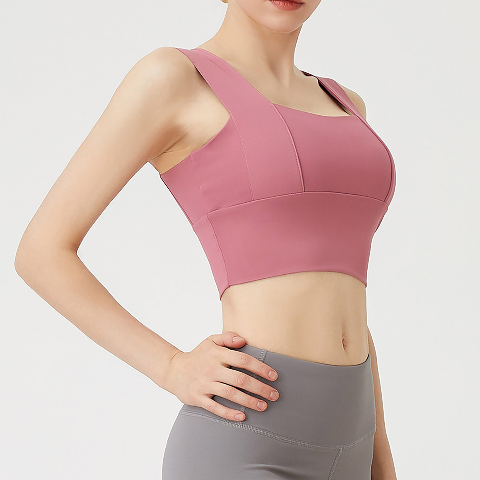 thumbnail image 4 of Sujetador deportivo sin costuras para mujer - Sin aros, relleno extraíble - A prueba de golpes, diseño con espalda en U para yoga/running, 4 of 6
